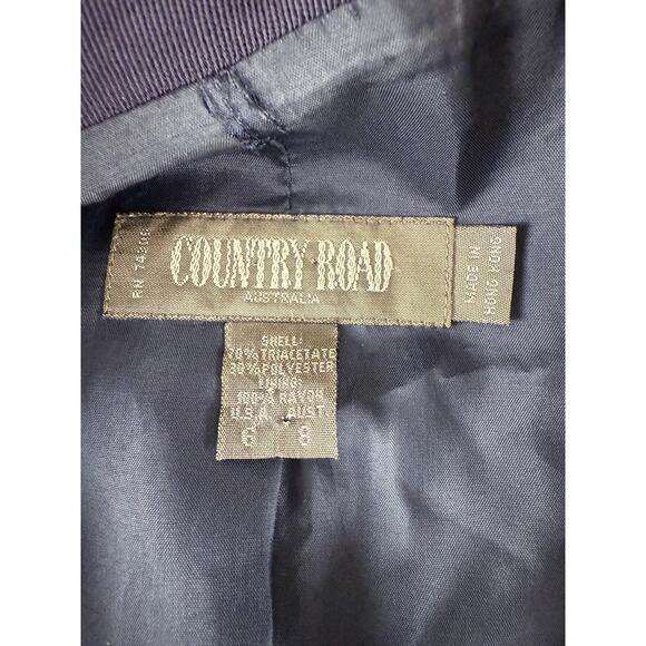 Country Road Size 6 Career Notched Blazer Jacket Navy Long Sleeve Lined Button - Picture 7 of 9